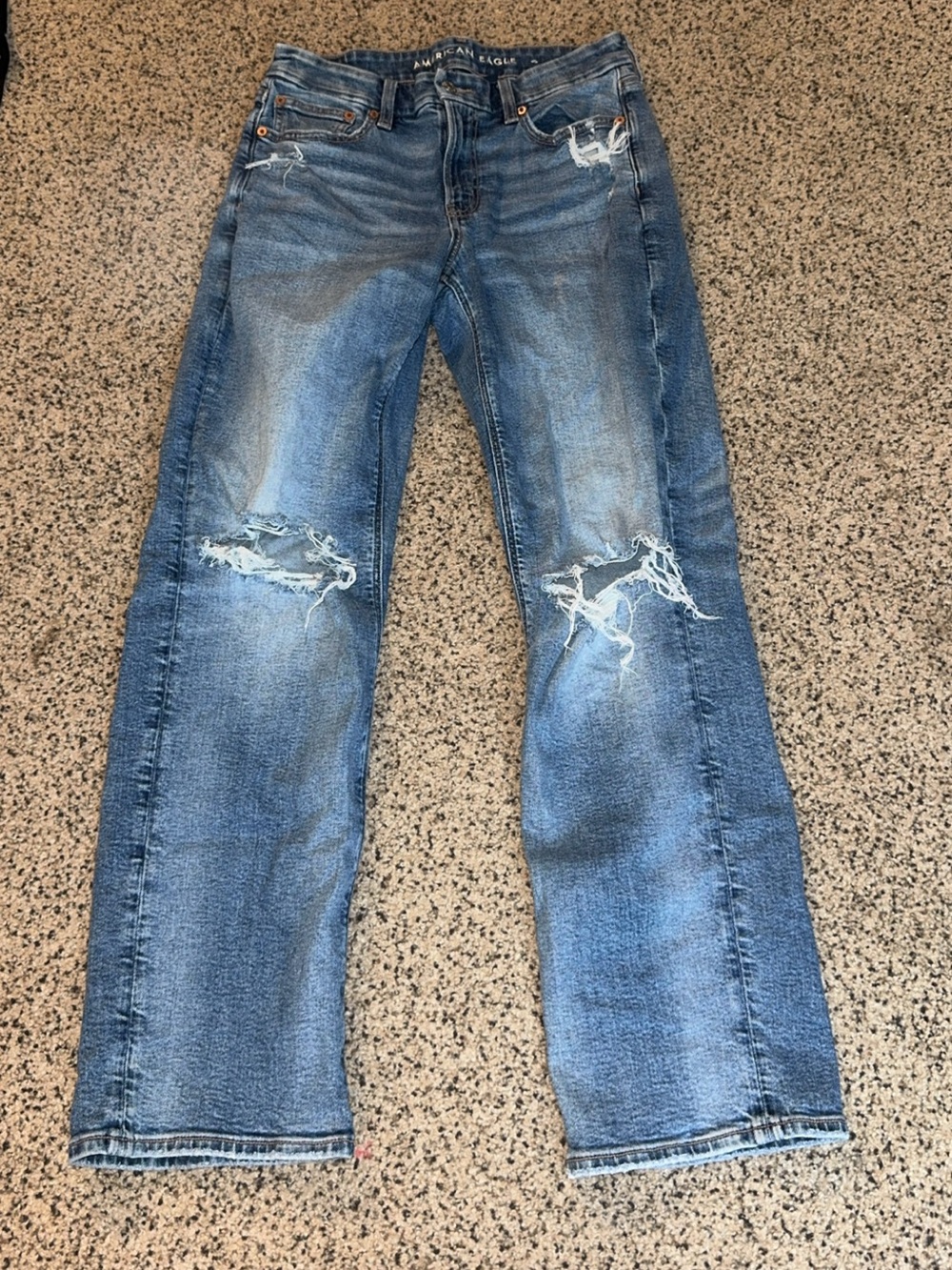 American Eagle Outfitters Men's Ripped Light Blue Straight Jeans